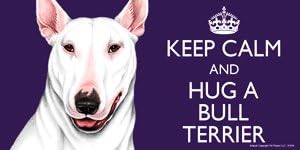 Bull Terrier Dog Gift - 'KEEP CALM' LARGE colourful 4" x 8" MAGNET - High Quality flexible magnet for indoor or outdoor use for your Fridge, Car, Caravan or use on any flat metal surface -Water proof and UV resistant.