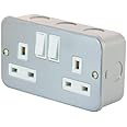 13 Amp Socket Outlet 2 Gang Switched SP in Metal Clad