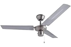 Bestron Ventilateur de Plafond Silencieux avec Grande Envergure de Pales de Ø 120 Cm, 3 Niveaux de Vitesse, Fonction Été & Hiver, 60 Watts, Couleur: Argent