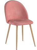 Lot de 2 Chaises pour Salle à Manger Coveas Confort Plus en Velours avec Jambes en Métal Style Bois - Rosy