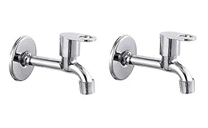 Jagger Oreo Stainless Steel Long Body taps for Bathroom and Kitchen taps with Chrome Finish and Quarter Turn Fitting (Free Wall Flange and Teflon Tape) Set of 2