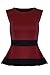 Produktbild Damen Frauen Kontrast Taillenbereich Schößchen Skater Minikleid Top Übergröße - Wein, Plus Size (44/46)