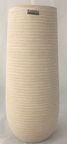 Vase Blumenvase Keramik creme weiß strukturiert 30,5 cm hoch – hochwertig • Vasen Blumenvasen - 4