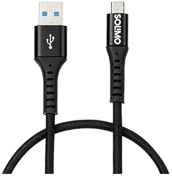 Amazon Brand - Solimo Charging Braided Micro USB Data Cable, Suitable For All Supported Mobile Phones (2 Meter, Black)