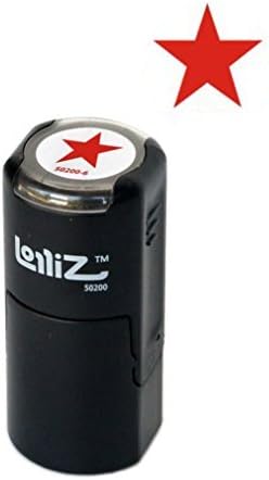 Stamp SOLID STAR Round Self-Inking Teacher Stamp with Lid. RED Solid Colo