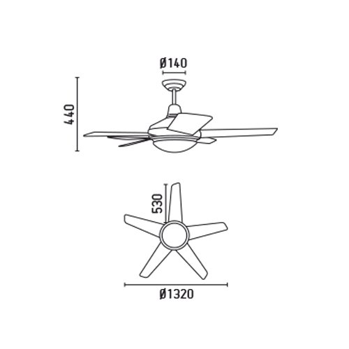 Faro Barcelona 33137 - OVNI Ventilador de techo con luz 5 Palas diametro 132 cm con Mando a distancia
