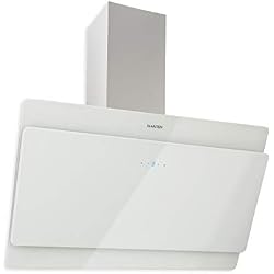 Klarstein Aurica 90 hotte - Hotte murale, tête libre, 90 cm de large, 610 m³ / h de puissance, Contrôle tactile, Verre? Conversion en circulation d'air possible, blanc