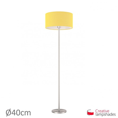 Lampenschirm Zylinder Schwefelgelb Leinwand – Durchmesser 35cm – H. 22cm, E27 Für Stand Pendelleuchten, Nein - 7