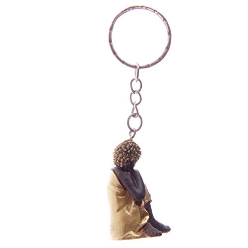 Portachiavi con Buddha Tailandese in Oro e Marrone in resina - 3