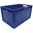Colour Coded Euro Plastic Stacking Industrial Storage Containers Boxes Crates! (66 Litre - L 600 x W 400 x H 320mm, Blue)