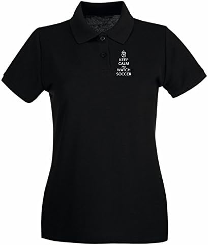 Cotton Island - Polo for woman WC1167 Keep Calm And Watch Soccer Maglietta, Size S