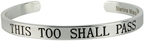 Sterlina Mi Milano Sentimental Meaningful Message Sentiment Bangle Bracelet Gift This Too Shall Pass,Silver