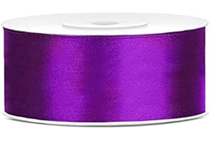 JAOW Ruban Satin Polyester Noeud et Emballage Cadeau 6/12/25/38/50/100mm x 25m (Taille 25mm x 25m - Couleur Violet)