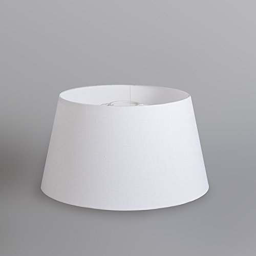 QAZQA Leinen Lampenschirm 32cm rund DS E27 leinen weiß , Rund konisch Schirm Pendelleuchte, Schirm Stehleuchte, - 3