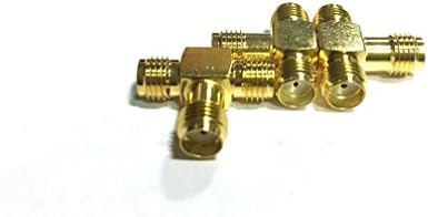 Gold Tone Straight SMA Female to Double SMA Female RF Coax Tee Connector