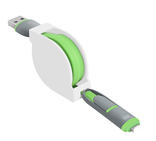 CJbrother 2 in 1 Micro USB und 8 Pin Anschluss! Ausziehbares Roll up Ladekabel Daten Kabel Gummi für iPhone, iPad, iPod / Samsung, HTC, LG, Sony etc. - 4