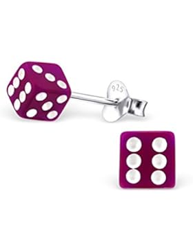 Liara - Kinder Würfel Bunte Ohrstecker 925 Sterling Silber.Poliert und Nickel frei