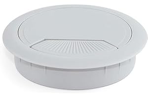 BRICOLEVA.IT 1 Passacavi per Scrivania - Organizza e Gestisci i Cavi con Facilità - Diametro 60 mm - Passacavi Rotondo da Incastro per Scrivania per Ufficio e Casa - Bianco, 1 Pezzo