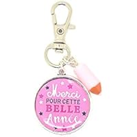 un porte clé, bijou de sac argenté "merci pour cette année" pour atsem, maîtresse, maître...