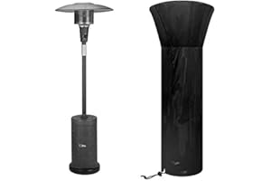 PRIKSIA Schutzhülle für Heizpilz Abdeckung Abdeckhaube für Terrassenstrahler Wasserdicht Winddicht UV-Beständiges 210D-Oxford Gewebe (226 x 85 x 48 cm)