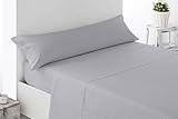 Tacto seda! Cabetex Home - Juego de sábanas Lisas - 3 Piezas - Microfibra Transpirable - Mod. Unicolors (Gris, 150_x_190/200 cm)