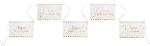 Santex mariage Banderín de cumpleaños Blanco y Oro (x1) REF/5666