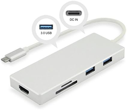 TRUEWELL Type C Hub, Aluminum Alloy USB C Hub with Power Delivery 3 USB 3.0 Ports, Card Reader, HDMI 4K Video Output , 1 PD Type-C Charging Port for MacBook 12-Inch, MacBook Pro, ChromeBook (Silver)