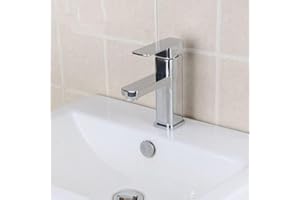 GENERIC Basin Taps Square Bathroom Sink Taps Modern Waterfall Basin Mixer Tap Smooth Chrome Single Lever Hot and Cold Lavatory Vanity Sink Tap