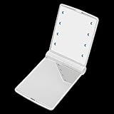 Gleader LED Pocket Handbag Compact makeup mirror foldable with lights cosmetic handheld - White