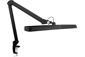 Neatfi (Nouveau modèle) Lampe de table à LED XL, 2 500 lumens, 6500K, 30W, 162 LED SMD, lampe de 56 cm de large, graduable, lampe de travail de qualité professionnelle (Non-CCT avec Pince, Noir)