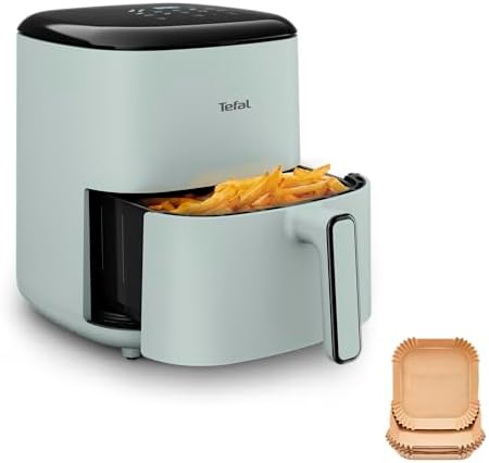 Tefal Easy Fry Max - POP - Friggitrice ad aria, capacità 5 l, 6 porzioni, frittura sana, risparmia tempo ed energia, pannello di controllo digitale, 10 programmi di cottura automatica, eucalipto