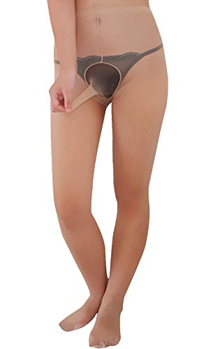 iiniim Homme Lingerie sous-vêtement Collants avec Pied Transparent Leggings Pénis Poche Pantalons De Nuit (Taille Unique, Nu)