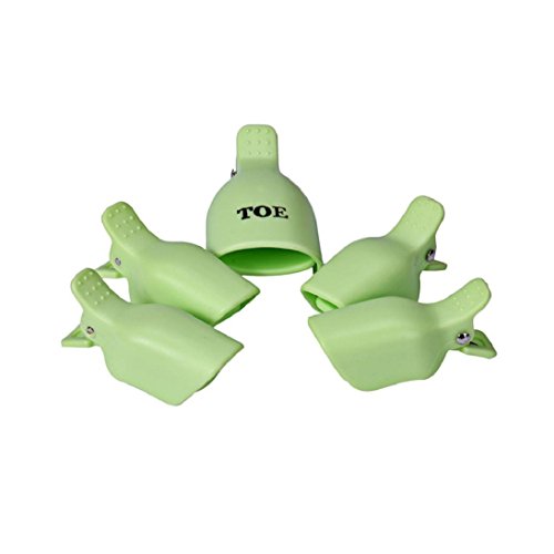 DDLBiz® 5Pcs Toenail Soak Off Clip Caps Gel Nail Art Tips Reusable Clamp Remover (Green)
