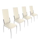 Miadomodo – Conjunto de 4 sillas de comedor de cuero artificial - Crema – Dos colores a elegir