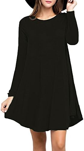YYWING Women's Long Sleeved Casual Swing T-shirt Dresses ( Black 20-22 )