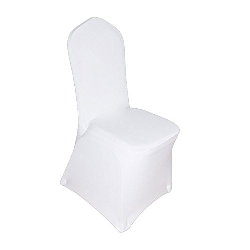 Stuhlhusse Stretch Universal Stuhlüberzug Stuhlbezug weiss (Flach) - 2