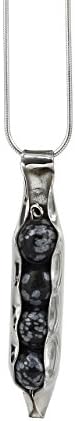 Made to order | 'Two Peas In a Pod' Necklace | Ethical Gemstones of your choice | ((Snowflake Obsidian)