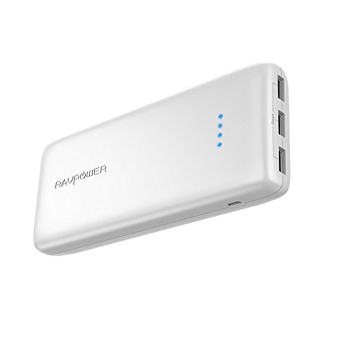 RAVPower Power Bank 22000mAh 5.8A 3 Puertos Li-Polímero Batería Externa, Panasonic Inteligente IC, UL94 V-0 PC Resistente al Fuego/ABS de la aleación, para Smartphone Tablet PC (Blanco)