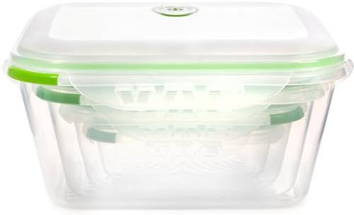 Ozeri INSTAVAC Green Earth Food Storage Container Set, BPA-Free 8-Piece Nesting Set with Vacuum Seal and Locking Lids