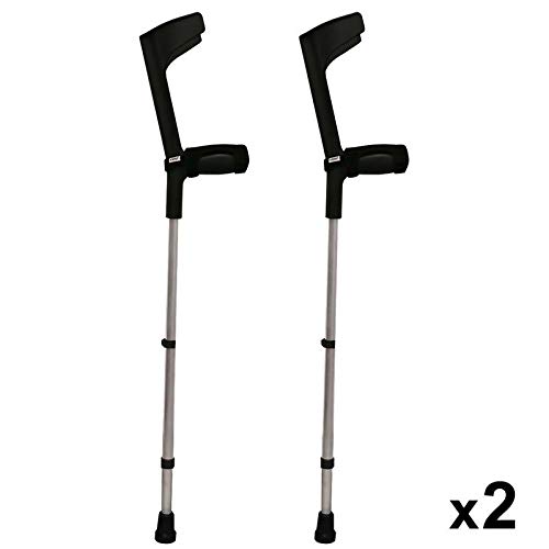 KMINA - Muletas KMINA COMFORT BASIC, Muletas adulto regulables acolchadas, Muletas regulables de aluminio con empuñaduras acolchadas, Pack de 2 muletas