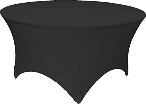 WedDecorBlack Round Tablecloth Stretchy Table Cover Slipcover for Wedding & Event Decoration & Birthday Party, Banquet, Event, Dining Party Decoration, 60 inch, 1pc