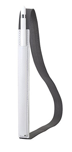 StilGut Pencil-Halter für Apple 9,7" iPad Pro und iPad Pro 10.5" aus echtem Leder. Stift-Halterung zur sicheren Aufbewahrung des Apple Pens, Weiß