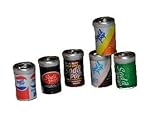 hochwertige Miniatur Unbekannt 6 Stück Getränkedosen - Getränke / Miniatur - Dose Limonade Cola Bier Set Küche - Puppenstube Küche - Maßstab 1:12
