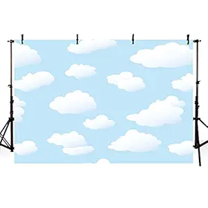 MEHOFOTO Blue Sky and White Cloud Photo Studio Backdrop Props Kids Birthday Party Decorations Boy Baby Shower Photography Background Banner for Cake Table Supplies 7x5ft