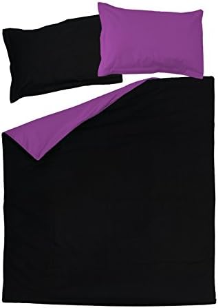 Black &amp; Purple - SoulBedroom 100% Cotton Reversible Bed Set (Duvet Cover 230x220 &amp; 2 Pillow Cases 50x75 cm) (King)