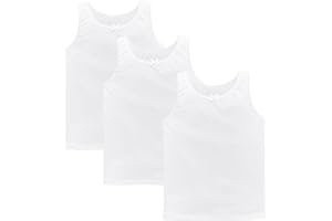 COSHAL 3, 6 & 12 Girls Vests 100% Cotton White Top Girls Sleeveless Undershirts Summer Top Vest Every Day wear Girls Back to School Multipack Tank Top