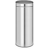 Brabantia Touch Bin Cubo de Basura, 30 Litros, Anti-Huellas, Acero Mate Antihuellas