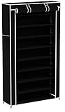 SONGMICS Porte-chaussures à 10 Niveaux avec Housse anti Poussière, Étagère à Chaussures, Armoire à Chaussures pour 40 Paires de chaussures, 88 x 28 x 160 cm, Noir RXJ36H