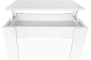 mattfy - Mesa de Centro para el Café/Té, Elevable, Mesita de Salón o Comedor, Color Gris Polar, Medidas: 90 cm (Ancho) x 50 cm (Fondo) x 46/57 cm (Alto)