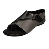 Absatzhöhe Stil: flach iYmitz Damen Flache Sandalen Komfortable Freizeit im Schnallenriemen im Römischen Stil Flache Frauen Sommer Sandaletten mit Schnalle（Grau，EU/37）